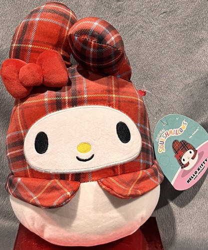 Hello Kitty and Friends Squishmallows 9” Plush Christmas Red Plaid My Melody