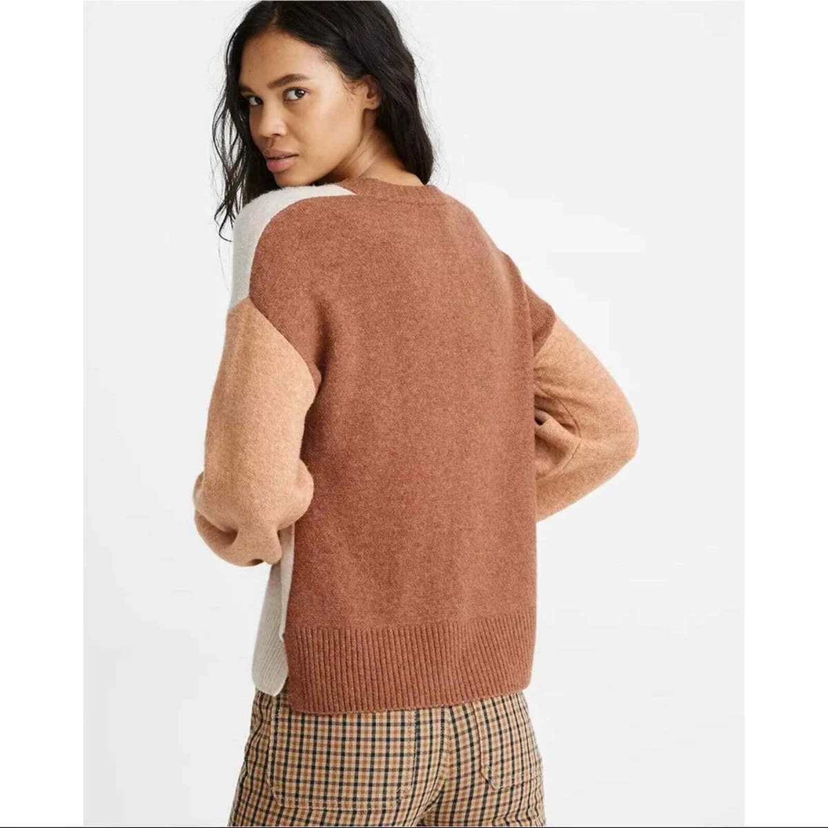 Madewell Colorblock Payton Pullover Sweater in Coziest Yarn M