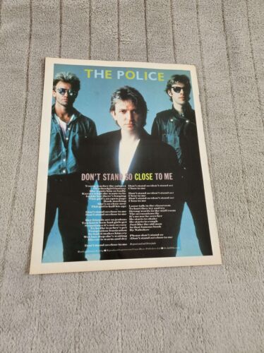 FRPOT06 SONG WORDS 11X8.5" THE POLICE : DON'T STAND SO CLOSE TO ME - Picture 1 of 1