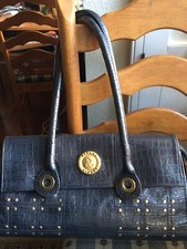 New Ripani Italy Crocodile Embossed Green Leather  Shoulder Bag Purse 