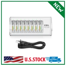 Batteries Charger AA AAA Double Triple A Pro + 8 AAA NiMH Rechargeable 1100mAh -