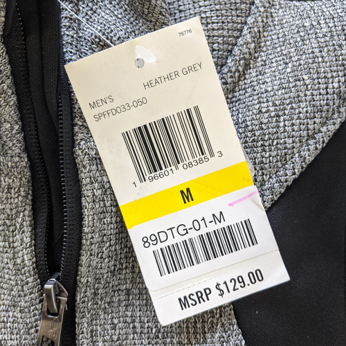 New Spyder Mens Medium Heather Grey Knit Raider Full Zip Fleece Jacket Sweater - Picture 5 of 7