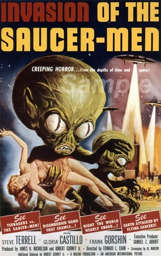 VINTAGE INVASION OF THE SAUCER MEN MOVIE POSTER A4 PRINT