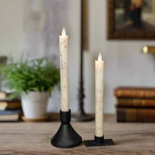 Primitive Country 9.5" Moving Flame 2 pc Cream Taper Candle 6hr timer