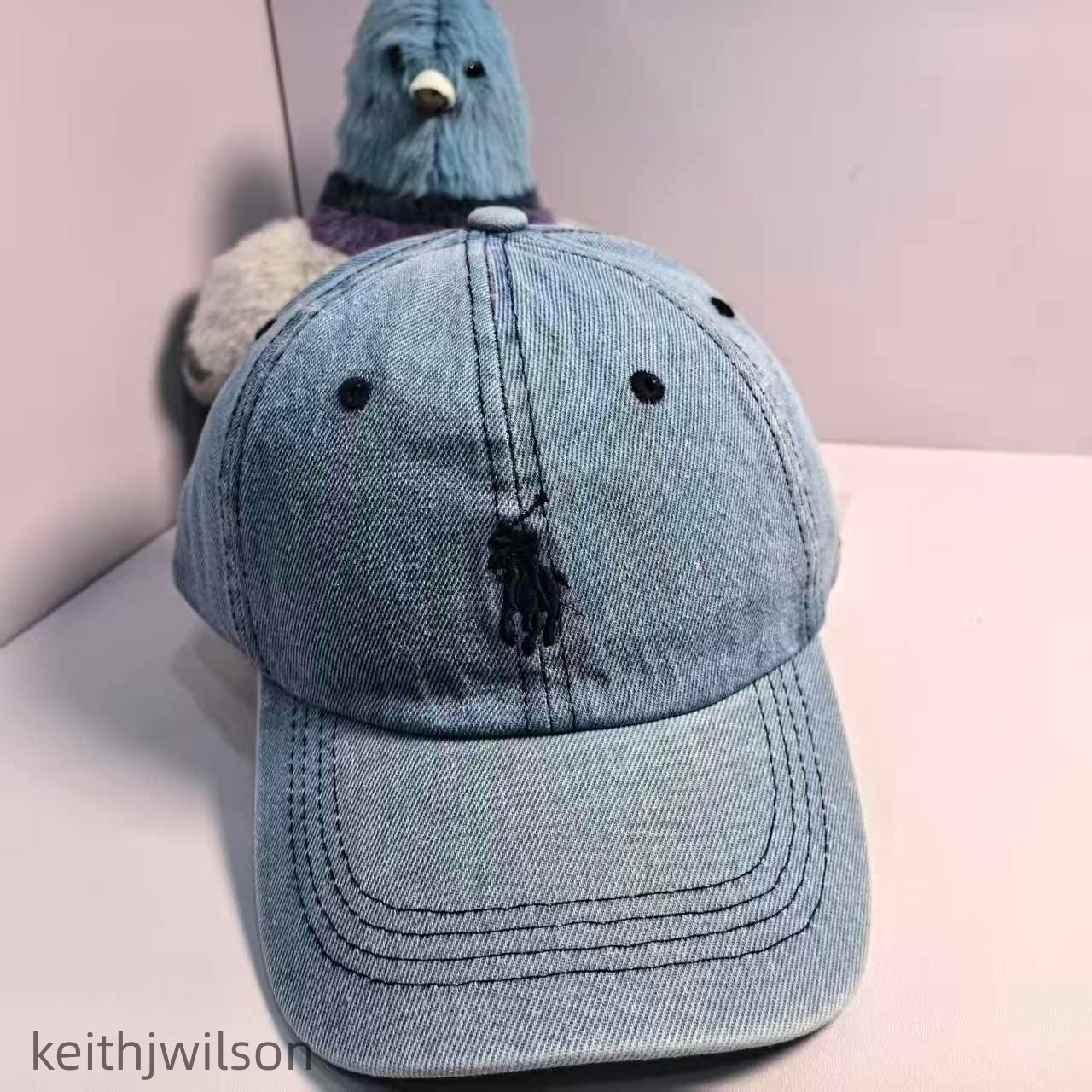 Polo Outdoor Sports Denim Blue Baseball Cap with Black Embroidered Pony Logo