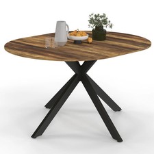 Table à manger extensible ronde ALIX 4-8 personnes pied araignée noir et plateau