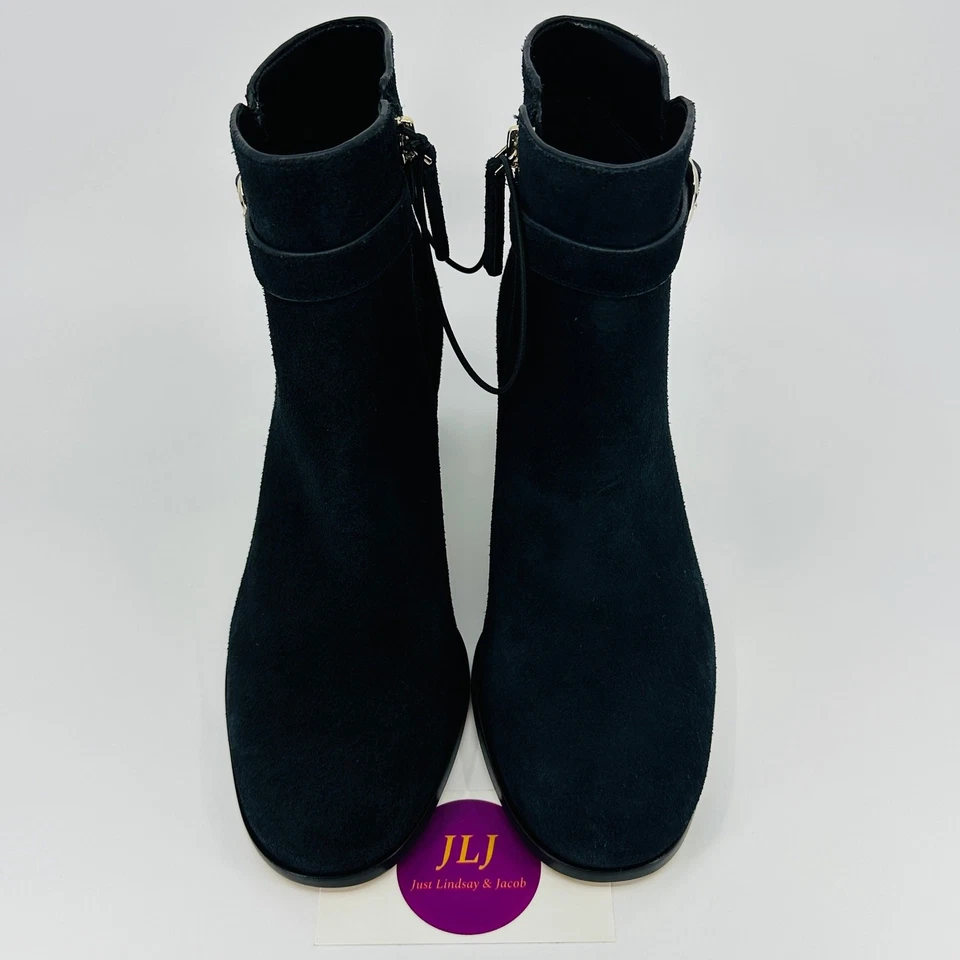 Kate Spade Women's Blaire Black Suede Block Heel Zip Up Ankle Booties Size 6B - Image 3 of 4