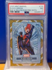2025 MINT MARVEL BLACK WIDOW #113 BLACK & YELLOW ELECTRIC DOTS 01/10 ALPHA