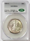 1935 S USA WALKING LIBERTY HALF DOLLAR CAC MINT STATE 64+