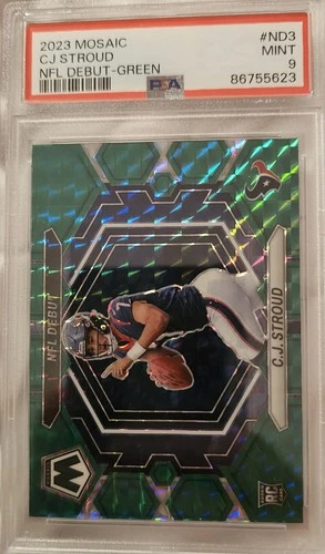 2023 Panini Mosaic CJ Stroud NFL Debut Green #ND-3 PSA 8