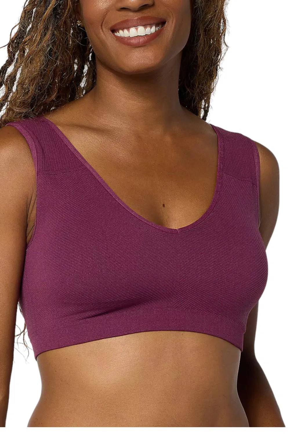 Anybody Women's Intimates Lycra Seamless Reversible Lounge Bra Grape