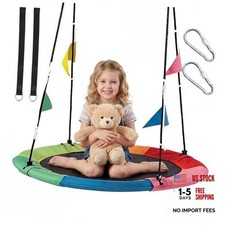 40 Inch Saucer Tree Swing for Kids and Adults, Round Outdoor Indoor Rainbow