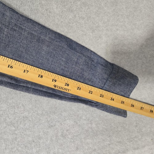 Spier & Mackay Shirt Mens 15.5 Blue Chambray Workwear Button Up Long Sleeve Slim - Picture 11 of 13
