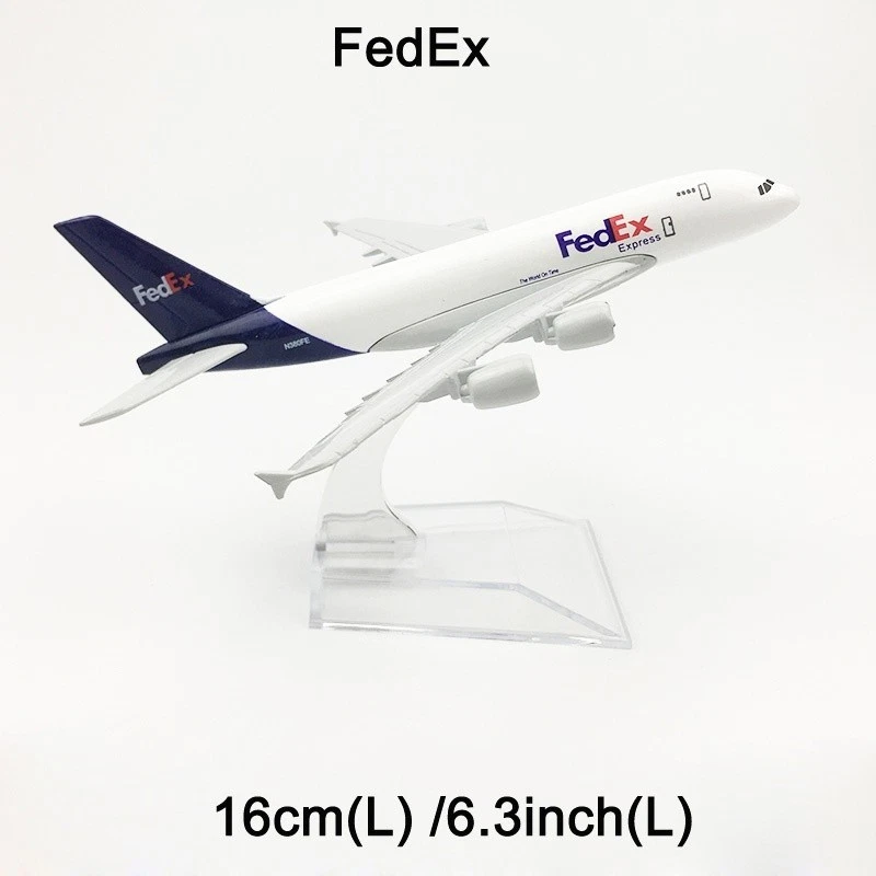 Modello Aereo Diecast 1:400 - Airbus A380-800 FedEx Express 16cm - Da Collezione - Immagine 2 di 4