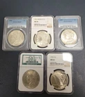 (Lot of 5) NGC and PCGS Certified Morgan & PEACE Silver Dollars