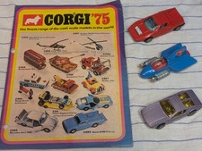 Lot Of 3 Vintage Corgi Cars Mangusta Supermobile Mercedes 1975 Catalog