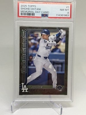 2025 Topps #1 Shohei Ohtani Memorial Day Camo /25 Jersey Number Serial  PSA 8