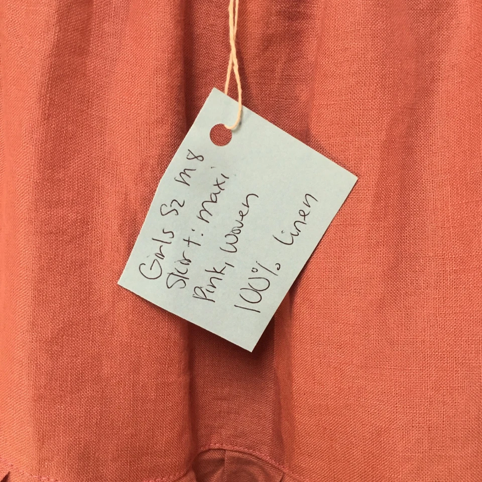 Falda 100% Lino Niñas M 8 Maxi Rosa Volantes Nivel Bohemia Mamá y Papá Niños Foto 2 de 4