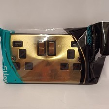 Click Scolmore Deco 2-Gang 13A Switched Socket + Twin USB - Antique Brass - NEW