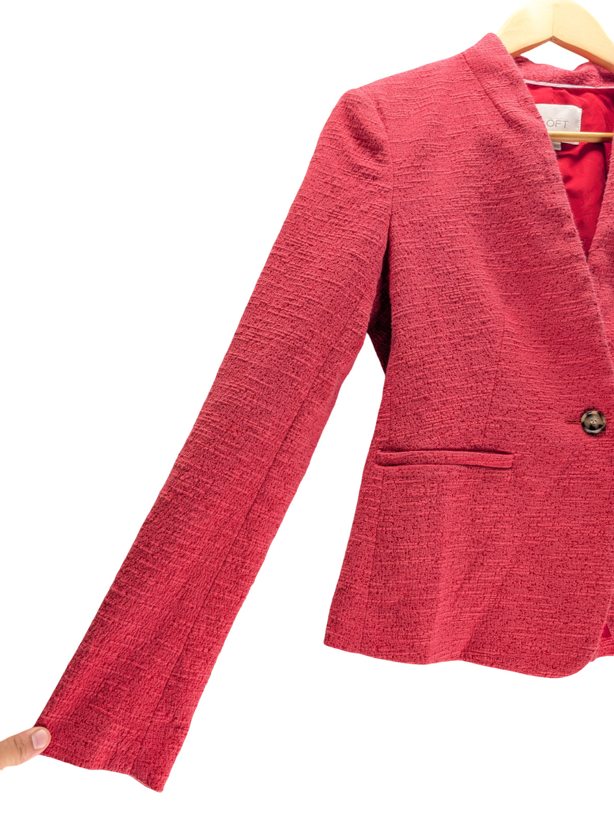 LOFT Blazer Size Zero Single Button Textured Coral - image 3
