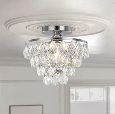 Mini Crystal Chandelier Ceiling Light Small, Modern Crystal Ceiling Light for...