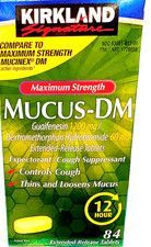 Kirkland Signature Mucus-DM Maximum Strength Caplets for Cough 84 Ct EXP 12/2027