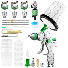 HVLP Air Spray Gun 1.3/1.7/2.0MM Nozzles Auto Kit Gravity Feed 650ml Mixing Cup