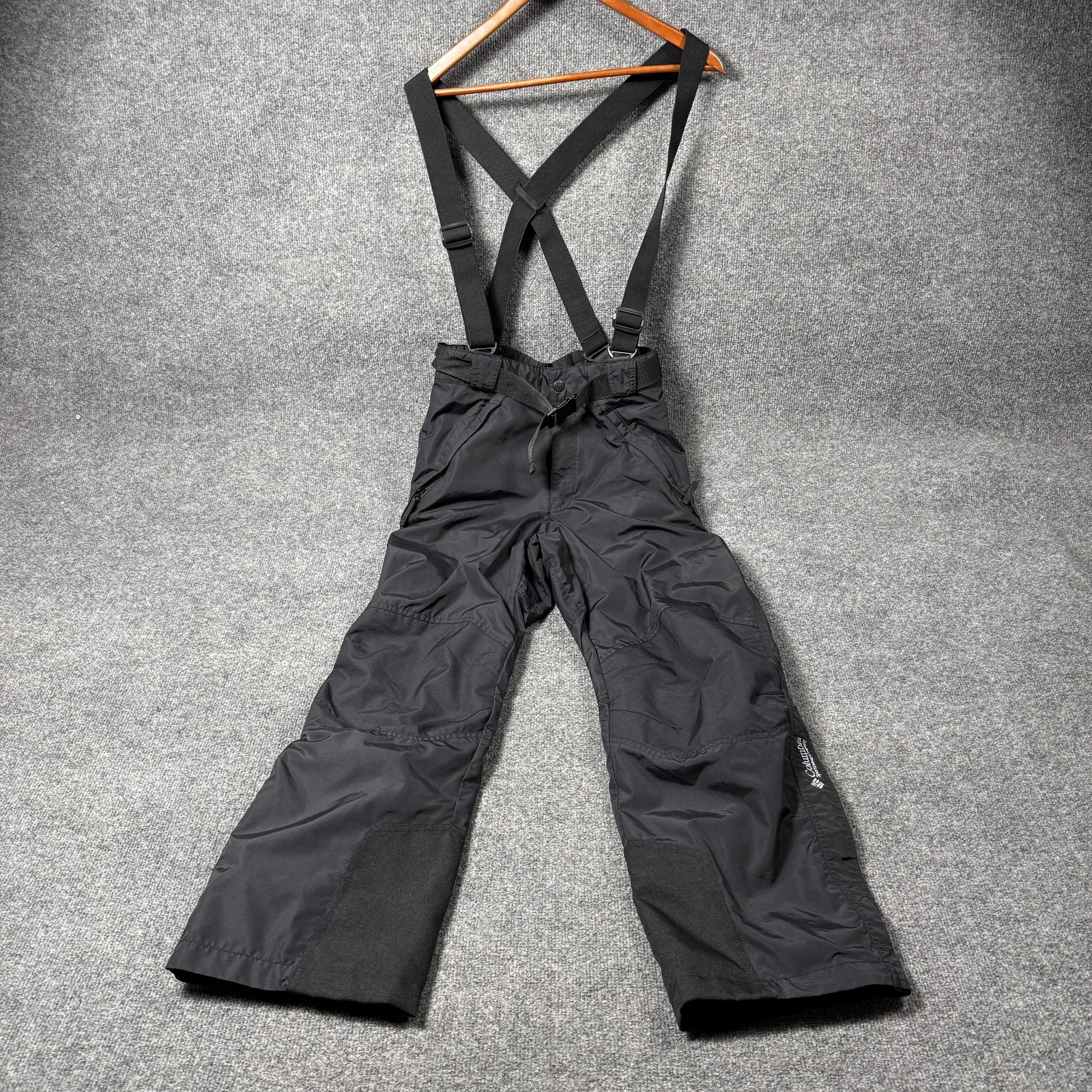 Columbia Snow Pants Mens Medium Black Suspenders Ski Snowboard Lined Insulated