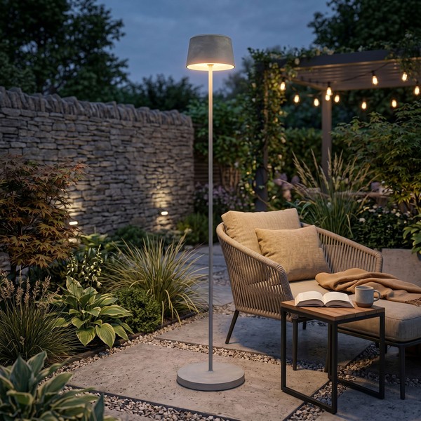 Led Solar Stehleuchte Dimmbar USB-C Gartenleuchte IP44 Warmweiß 122Cm-image