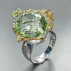 Vintage 28 ct Natural Green Amethyst Ring 925 Sterling Silver Size 8 /R459030