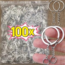 50-100PCS Keyring Blanks Silver Tone Key Chains Findings Split Rings With 4 Link