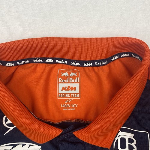 Red Bull KTM Racing Team Polo Shirt Boys 8/10Y Blue Orange Short Sleeve - Picture 8 of 9
