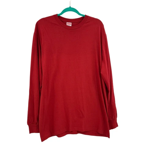 Tee shirt coton rouge blanc suprême manches longues taille L