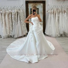 Vintage 3D Flowers Wedding Dresses for Women Detachable Train Mermaid Lace up