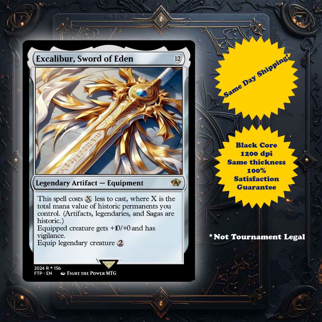 Excalibur Sword Of Eden - High Quality Custom Art Playtest card for MTG -  EDH | eBay