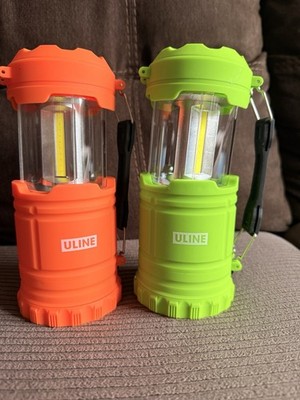 U-Line Collapsible LED Lantern Set Water-Resistant Plastic Portable Orange Lime