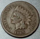 1865 INDIAN HEAD CENT VG FREE SHIPPING