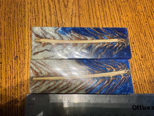 Pair of Beautiful deep blue & white leaf pattern Resin Knife Handle Blank Scale