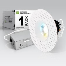 Trimless 3 Inch LED Recessed Light, 12W 120V Round Commercial Downlight, Canl...