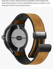 Magnetic Leather Bands Compatible with Google Pixel Watch 4/3 45Mm Band, Genuine