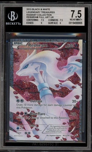 Pokemon Reshiram Legendary Treasures Radiant Coll. FA #RC22 Square Cut BGS 7.5