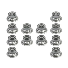 FLEOR 12PCS Top Hat Volume Tone Speed Control Silver Knobs for LP /SG Style