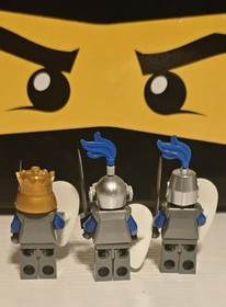 NEW Custom Lego Castle Crown Knight & King Minifigure Lot of 3 70401 70404 8508