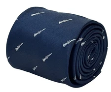 navy dark blue tie with clarinet musical instrument design by Frederick Thomas