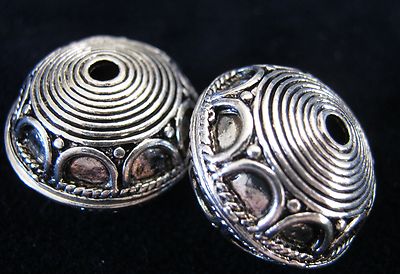 2 Spacer 18x13mm Metallperlen Rondell Farbe antiksilber basteln auffädeln #S205