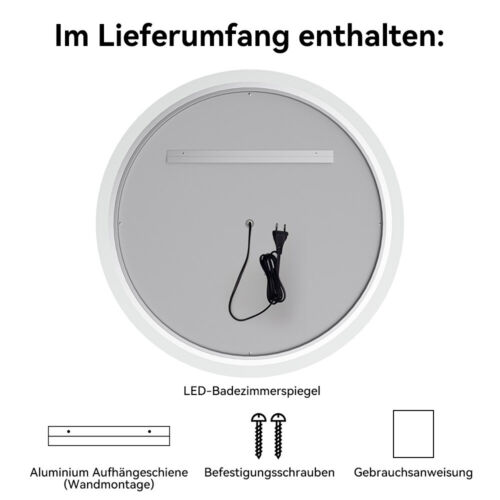 80 cm Badezimmer Spiegel mit Beleuchtung Rund LED Spiegel IP44 Energiesparend - Bild 6 von 6