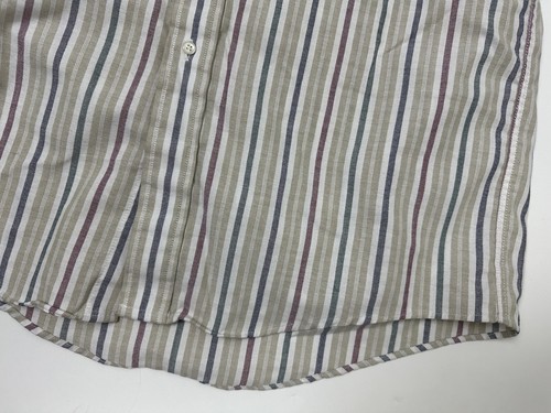 Vintage 80s Arrow Dover Chambray Shirt Men Large Beige Striped Long Sleeve USA - Picture 11 of 15