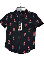 Denim Flower Ricky Singh Feliz Navidad Button Down Shirt,Black, 7