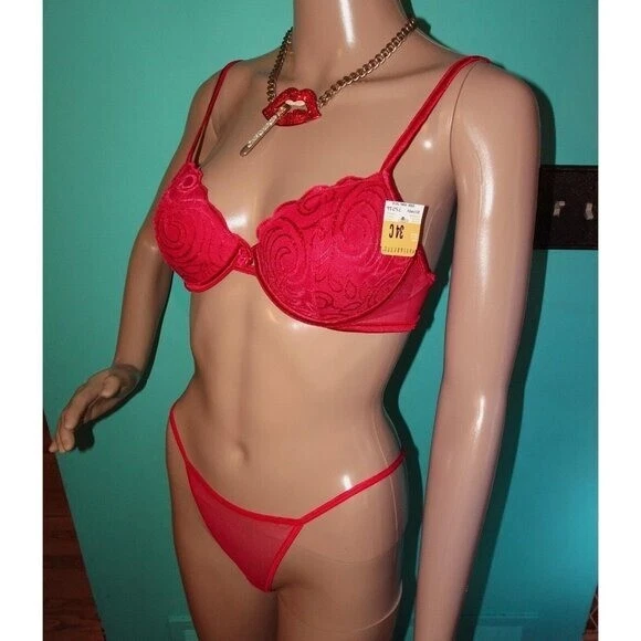 Sujetador push up vintage Vassarette rojo 34 C bordado red etiquetas originales Foto 3 de 4