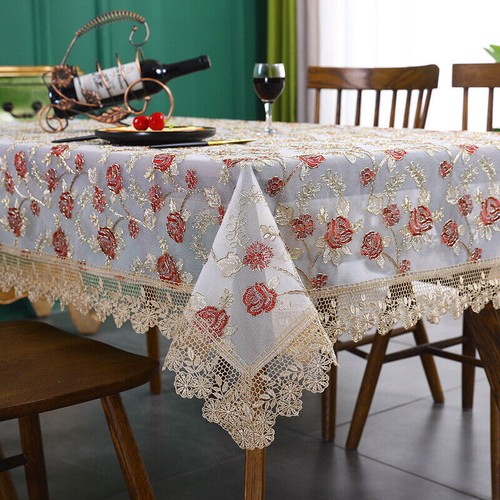 Luxury Table Cloth Lace Embroidery Rectangular Tablecloth Wedding Table Cloths - Picture 10 of 16